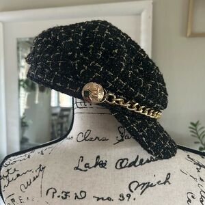 Juicy Couture Black and Gold Tweed Hat
